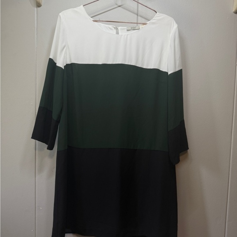 Lg DEX Modern Corporate Color Block Dress - White, Green, and Black